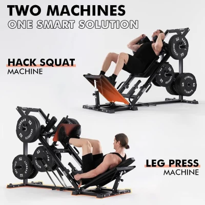 GMWD DD07 2-in-1 Leg Press & Hack Squat Combo with Linear Bearings, 45° Leg Press, Weight Storage – Professional Home Gym Machine