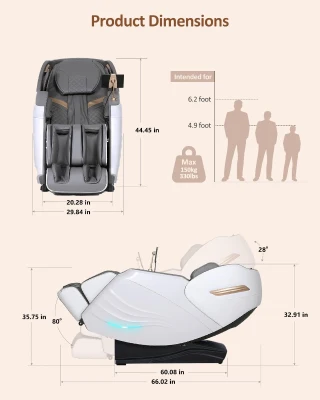 RELX 2026 Full-Body Massage Chair — 20-Mode Zero-Gravity SL-Track Shiatsu Recliner with Built-in Heat, Airbag Massage, Body Scan, Deep Yoga Stretch, Calfrest Extension & AI Control (White)