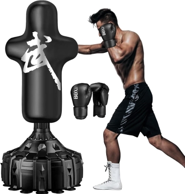 70 in Freestanding Kickboxing Bag with 12 oz Gloves and Suction-Cup Base — Heavy-Duty Stand for Adults