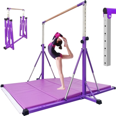 Adjustable Gymnastics Bar for Kids 5FT/6FT - Ages 5-20, Height 35.4""–59"" / 45""–71"", 500 lb Capacity, Home Training Equipment
