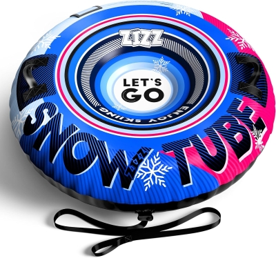 ZIZZ 48-inch Heavy-Duty Inflatable Snow Tube with Premium Canvas Cover — Kids & Adults