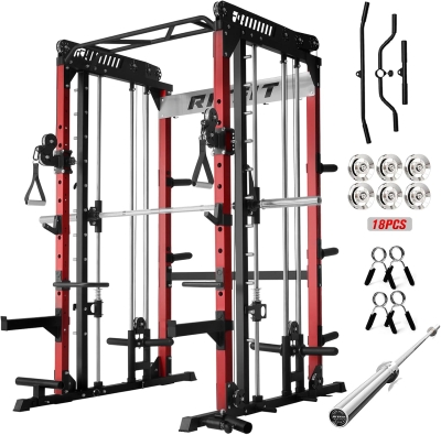 RitFit M1 / M1 Pro Smith Machine with Cable Crossover, Multi-Function Power Cage & Squat Rack for Home Gym
