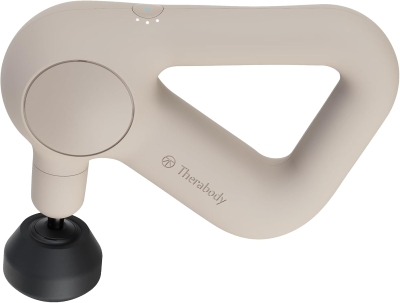 TheraGun Relief by Therabody — Lightweight, User-Friendly Percussion Massage Gun (Sand) with 3 Speeds & 3 Science-Backed Attachments for Everyday Pain Relief