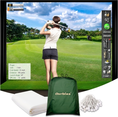 Premium Triple-Layer Golf Simulator Impact Screen with Grommets & Bungees, HD Visual Surface for Launch Monitors and Projectors – Enclosure Hitting Screen