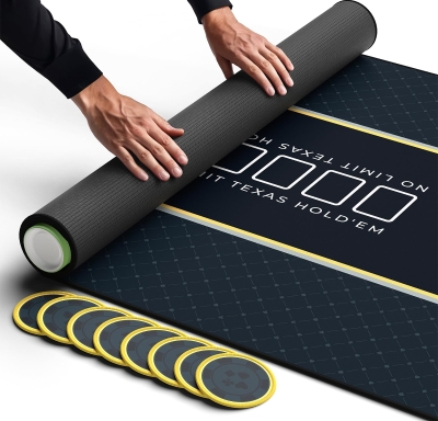 Newverest 70"" x 30"" Poker Table Top – Black Texas Hold'em Mat for 6ft & 8ft Folding Tables (30"" Width), Portable with Zipper Storage Bag in Gift Box