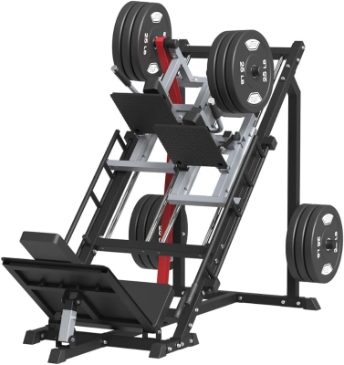 SPART 5-in-1 Iso Leg Press & Hack Squat Machine with Linear Bearing System, Adjustable Calf Raise, Commercial-Grade Leg Training Station with Plate Storage and Band Pegs