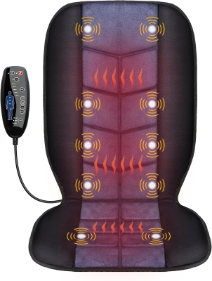 CILI Vibration Massage Chair Pad with Heat — 10 Vibration Motors, Multiple Heat Settings and 30/60/90-Min Auto-Off — Foldable Massage Seat Cushion for Office and Home