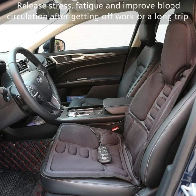 Vibrating Back Massage Chair Pad with Heat for Pain Relief — Full-Body Chair Massager with 10 Vibration Motors, Multiple Programs and Dual Adapters for Office & Recliner