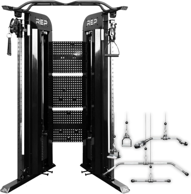 REP Fitness Arcadia Functional Trainer – Comprehensive Cable Pulley System for Home & Garage Gyms with Optional Weight Stack Upgrades and Attachment Bundles