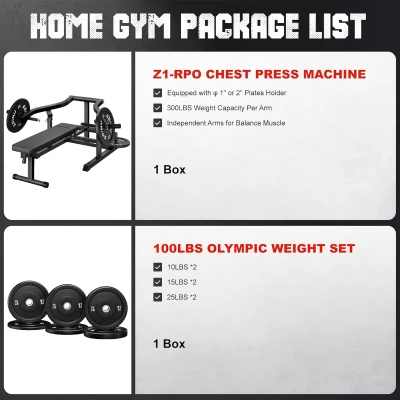 Z1-PRO Independent-Arm Chest Press Bench — Adjustable Flat/Incline/Decline Bench with AB Trainer, Heavy-Duty Steel for Home Gyms