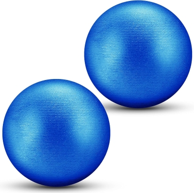 2-Piece Cast Iron Shot Put Set – 6 lb (2.7 kg) Blue Painted Outdoor Shotput Balls, ~3.7 in Diameter for School Training and Practice