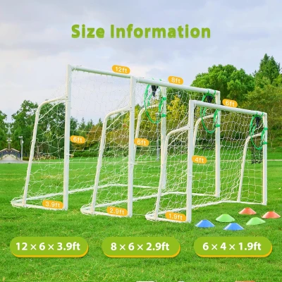 Steel Soccer Goal 6×4, 8×6 or 12×6 ft – 2"" Diameter Powder-Coated, Galvanized Frame with Training Target Net – Backyard Goal for Kids & Adults