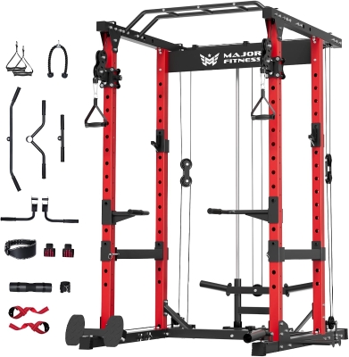 MAJOR FITNESS Drone1 Power Cage — Multi-Function Power Rack with Cable Crossover & Landmine, Heavy-Duty