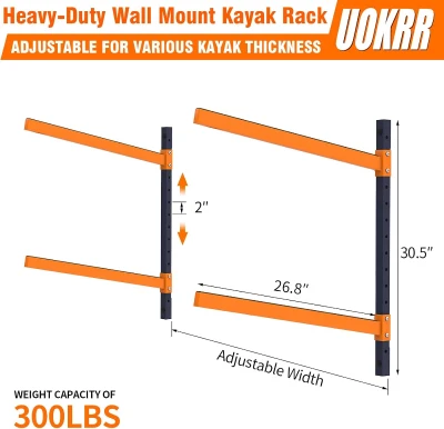 Wall-Mount Kayak Storage Rack — Heavy-Duty Adjustable Multi-Boat Organizer for Indoor & Outdoor Use, Garage Space-Saver
