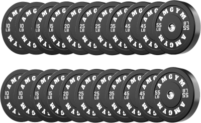 AMGYM 2-Inch Olympic Bumper Plate Bulk Set – Multi-Pair Rubber Plates for Home & Commercial Gyms