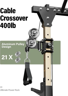 MAJOR FITNESS Drone1 Power Cage – Multi-Function Power Rack with Integrated 100 lb Weight Stack, Cable Crossover System, Squat Rack & Landmine for Home Strength Training