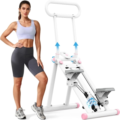 HXD-ERGO Foldable Stair Climber with Adjustable Handlebar, 6-Level Resistance Stair Stepper, Quiet Home Workout Machine
