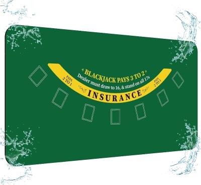 70 x 35 Inch Upgraded Waterproof Casino Blackjack Layout Mat with Carrying Bag — Anti-Slip Rubber Table Top Cover for Parties and Game Nights