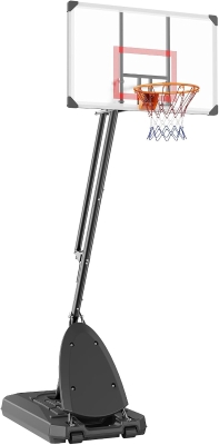 VEVOR Adjustable Portable Basketball Hoop with Mobile Stand & Weighted Base, Height-Adjustable Rim for Youth and Adults, Indoor/Outdoor