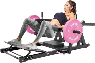 GMWD HRTQ Plate-Loaded Hip Thrust Machine, 800 lb Capacity Glute Bridge with Weight Holders and Adjustable Footboard, Heavy-Duty Butt Builder