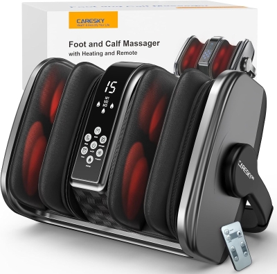 CARESKY Foot Massager with Heat — FSA & HSA Eligible Shiatsu Foot and Calf Massager for Plantar Fasciitis, Neuropathy, Circulation & Pain Relief, Deep Kneading Gift for Men & Women