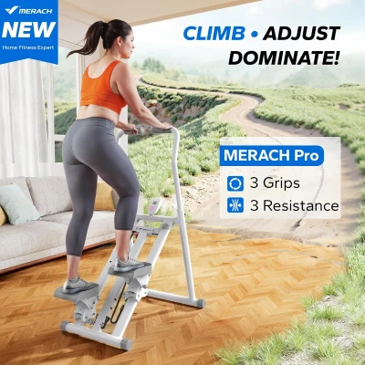 MERACH Pro Stair Stepper with 3-Level Magnetic Resistance, Adjustable Pedals & Handles, Compact Folding Cardio Climber