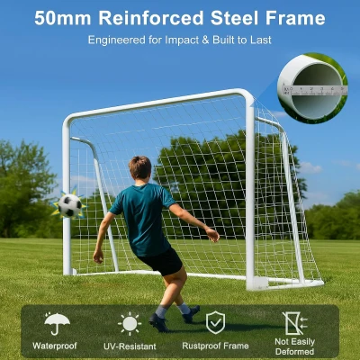 MOPHOTO Foldable Soccer Goals (6x4/8x6/10x6.5/12x6/16x7/18.5x6.5/21x7/24x8 ft) – 10x6.5 ft Collapsible Backyard & Training Goal for Teens & Adults