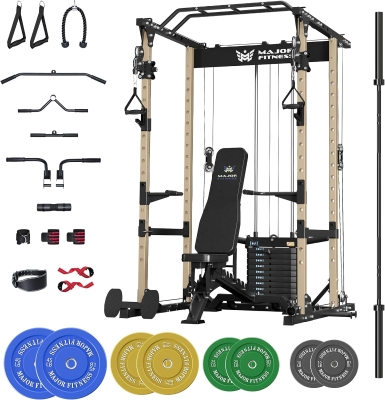 MAJOR FITNESS Drone1 Power Cage – Multi-Function Power Rack with Cable Crossover, Squat Rack & Landmine, Heavy-Duty Steel for Home Strength Training