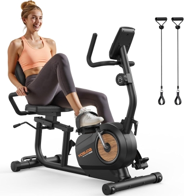 YOSUDA Recumbent Magnetic Exercise Bike for Home — Stationary Recumbent Bike for Seniors & Adults, Adjustable Seat, 350 lb Capacity, 16 Resistance Levels, LCD Display & Pulse Sensors
