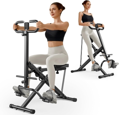 UMAY Foldable Home Squat & Row Machine with 3 High-Strength Resistance Bands