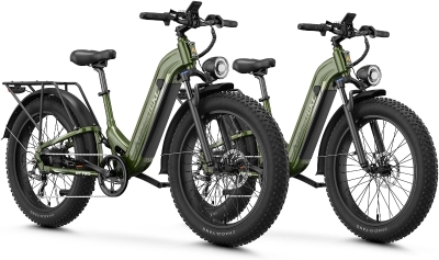Aipas M1 Pro Step-Thru Ebike — 1800W Peak Brushless Motor (110Nm), 48V 17.5Ah Battery, 26"" x 4.0"" Fat Tires, Dual Suspension, 36MPH, 7-Speed