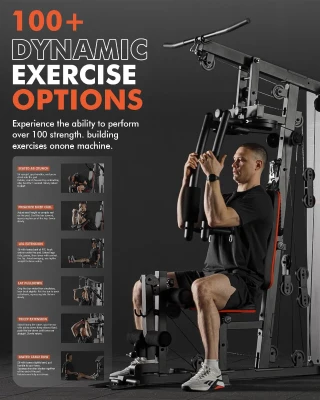 Mikolo All-in-One Home Gym Station with 150 lb Weight Stack — Multifunctional Full-Body Strength Trainer