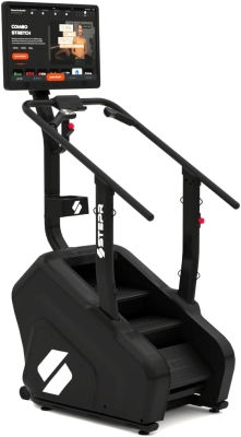 STEPR+ Commercial Stair Master with 27"" Touchscreen, Bluetooth & WiFi, 140 Steps/Min, App Integration, Resistance Band Attachments, 375 lb Capacity