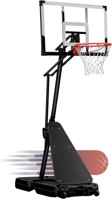 WIN.MAX Outdoor Portable Basketball Hoop with 44"" Shatterproof Backboard & Extra-Large Base — 4.9 to 10 ft Adjustable