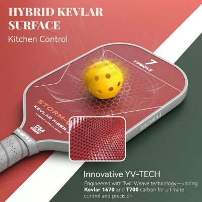 YVMOVE STORM 007 Pickleball Paddle - Hybrid Kevlar/Carbon Face, Thermoformed One-Piece Body, 16mm Polymer Core (8.1 oz)