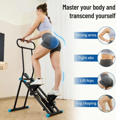 HXD-ERGO Home Stair Climber, New Model Vertical Stepper with 6-Level Adjustable Resistance and 3-Position Handlebar, Folding Full-Body Cardio Machine for Men & Women