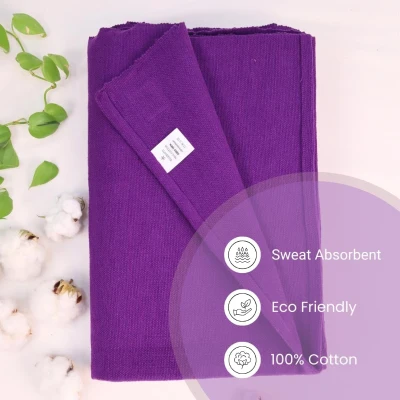 Yogikuti Iyengar Thick Handwoven Cotton Yoga Blanket Set of Two – Premium Support for Restorative Yoga, Meditation & Pranayama (Purple)