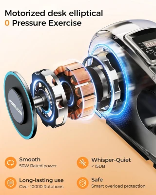 YOSUDA Electric Under-Desk Elliptical Trainer — Seated Pedal Exerciser for Seniors with Remote, Pre-Assembled, Free Non-Slip Foot Straps & 10 Speed Levels