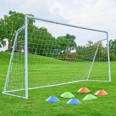 Heavy-Duty Steel Soccer Goal — 6×4, 8×6 or 12×6 ft Options with 2"" Diameter Powder-Coated Galvanized Frame, Target Net & Training Accessories for Backyard and Practice
