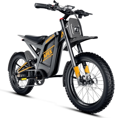 Electric Dirt Bike for Adults with Peak 3000W Brushless Motor, 48V 32Ah Removable Battery, Up to 37 MPH and ~80 Miles Range – Fat-Tire Electric Mountain E-Bike for Snow, Sand & Commuting