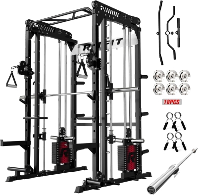 RitFit M1 / M1 Pro Smith Machine with Cable Crossover - Multi-Function Power Cage & Full Package for Home Gym