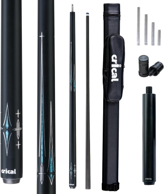 CRICAL 58"" Carbon Fiber Pool Cue Set CL-03 — Professional Low-Deflection Billiard Cue with 3/8×8 Joint, 12.5mm Tip and Accessories