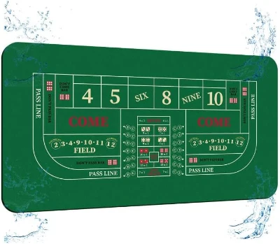 70"" x 35"" Upgraded Waterproof Casino Craps Tabletop Layout Mat with Carrying Bag, Anti-Slip Rubber Top Cover for Parties and Home Game Nights