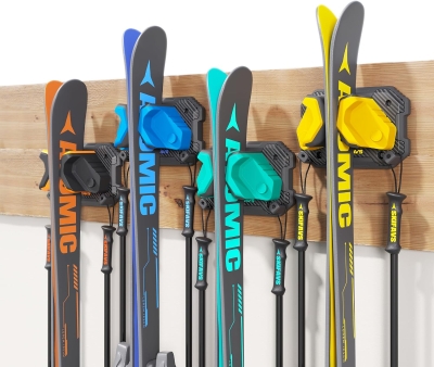 Skifavs Ski & Snowboard Wall Rack - Damage-Free Garage Organizer, Multi-Color (4-Pack)