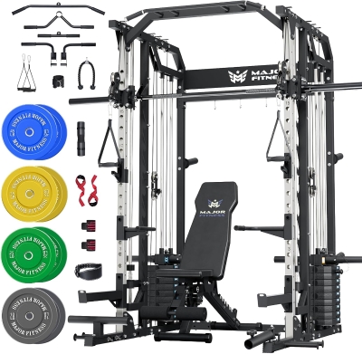 Major Fitness Drone2 Advanced Smith Machine & All-in-One Home Gym – Cable Crossover, Dual LAT Systems, Aluminum Pulley Set, Power Cage