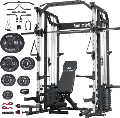 Major Fitness Drone2 Advanced Training Smith Machine – All-in-One Home Gym with Aluminum Pulley Set, Weight Bar, Dual Lat Pulldown Stations & Cable Crossover for Complete Workouts