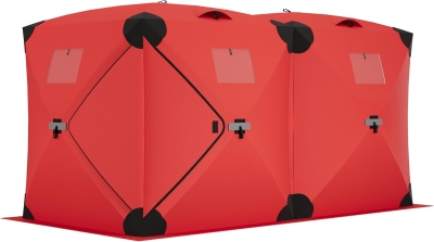 DEXSO Pop-Up Ice Fishing Tent — 4–6 Person Portable Ice Shack, Durable Weather-Resistant Shelter (Blue/Red)