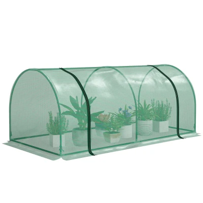 Outsunny Mini Greenhouse Portable Hot House for Plants with Zippered Doors for Outdoor, Indoor, 79" x 39" x 32", Green