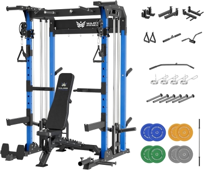 MAJOR FITNESS F22 Power Rack – 1600 lb All-in-One Squat Rack with Dual Pulley System, Heavy-Duty Steel Frame & Attachments for Home Gym