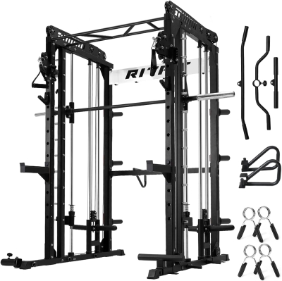 RitFit M1 & M1 Pro Smith Machine with Cable Crossover – Multifunction Power Cage, Squat Rack and Home Gym System